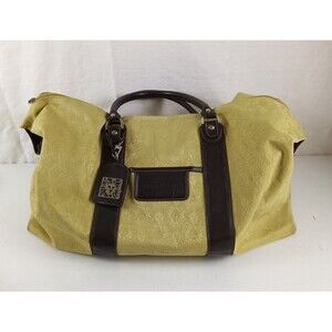 Anne Klein Vintage Extra Large Weekend Duffle Travel Luggage Bag Jacquard Yellow